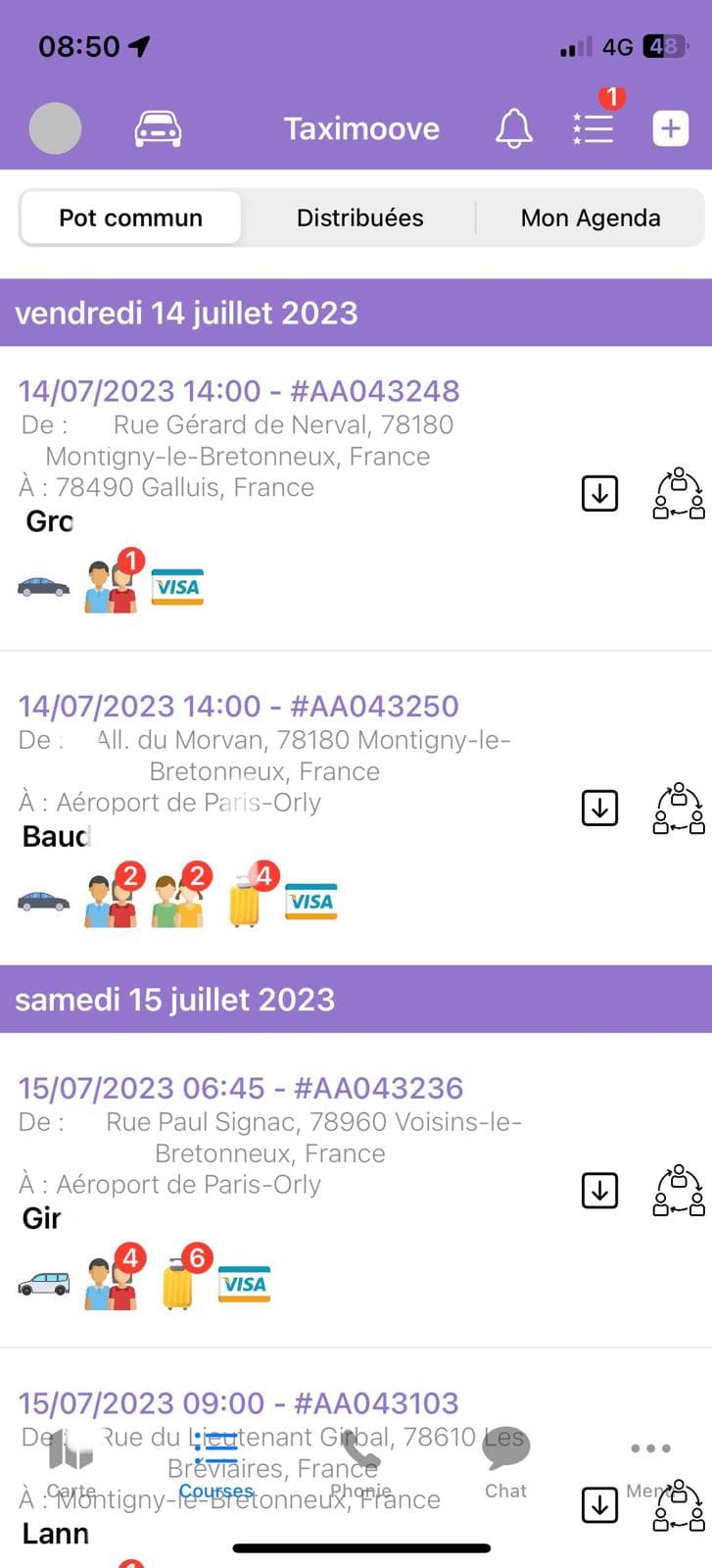 Liste des courses